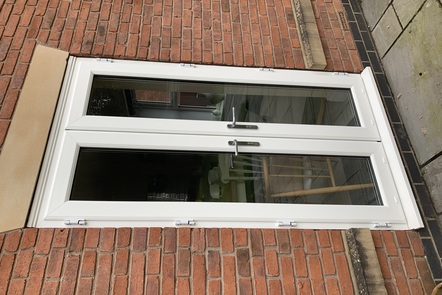 Ivory woodrain PVCu French Doors, 