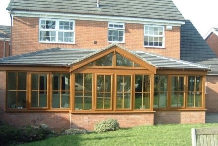 English Oak PVCu Garden Room English Oak PVCu Garden Room, designed and built by Abbey & Burton Glass in the Derby and Burton areas.