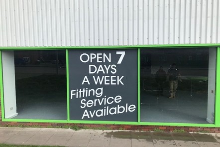 Before replacing shop window, 